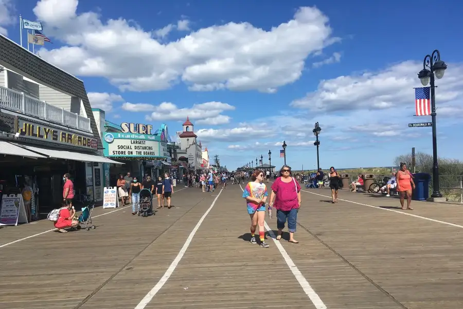 The Ocean City boardwalk looking north from 12th Street on a summer afternoon